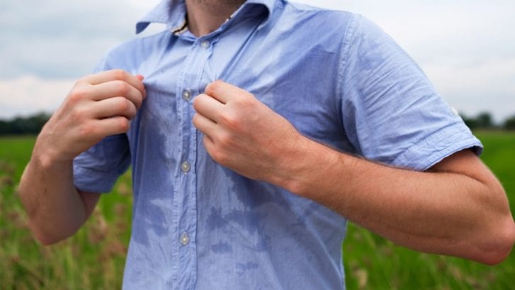 man with excessive sweating